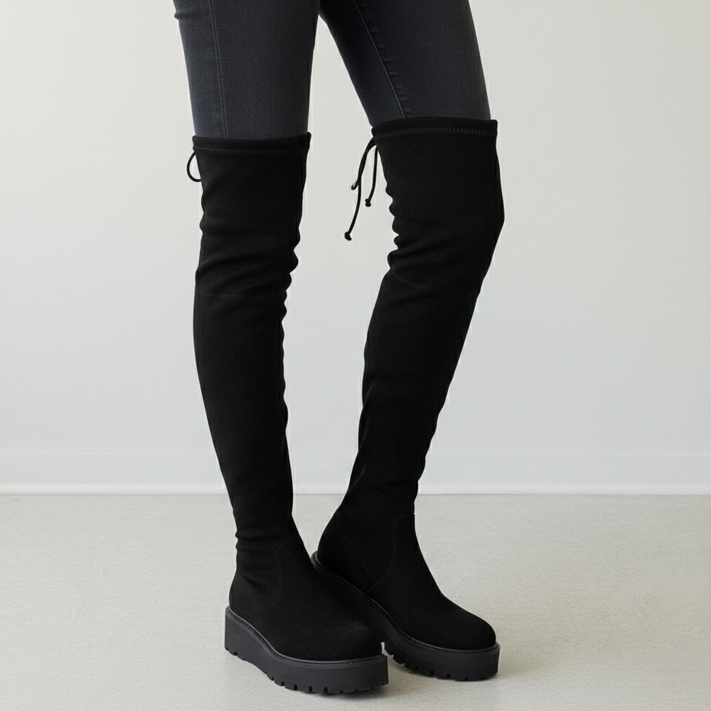 Stuart Weitzman Boots Chalet City Lug Sole Over The Knee Boots Size 8 Black